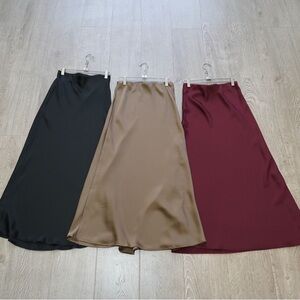 Elegant Women's Satin Skirt - Black, Tan, and Burgundy new w tags